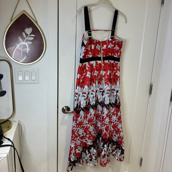 Ted Baker Red & Gray Lace Overlay Telily Dress Medium - Picture 4 of 12